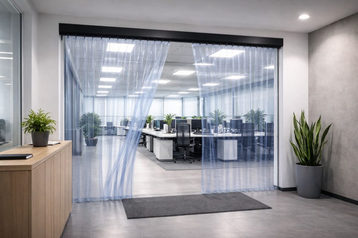 PVC Streifenvorhang in Bürobereich