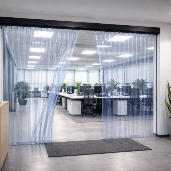 PVC Streifenvorhang in Bürobereich