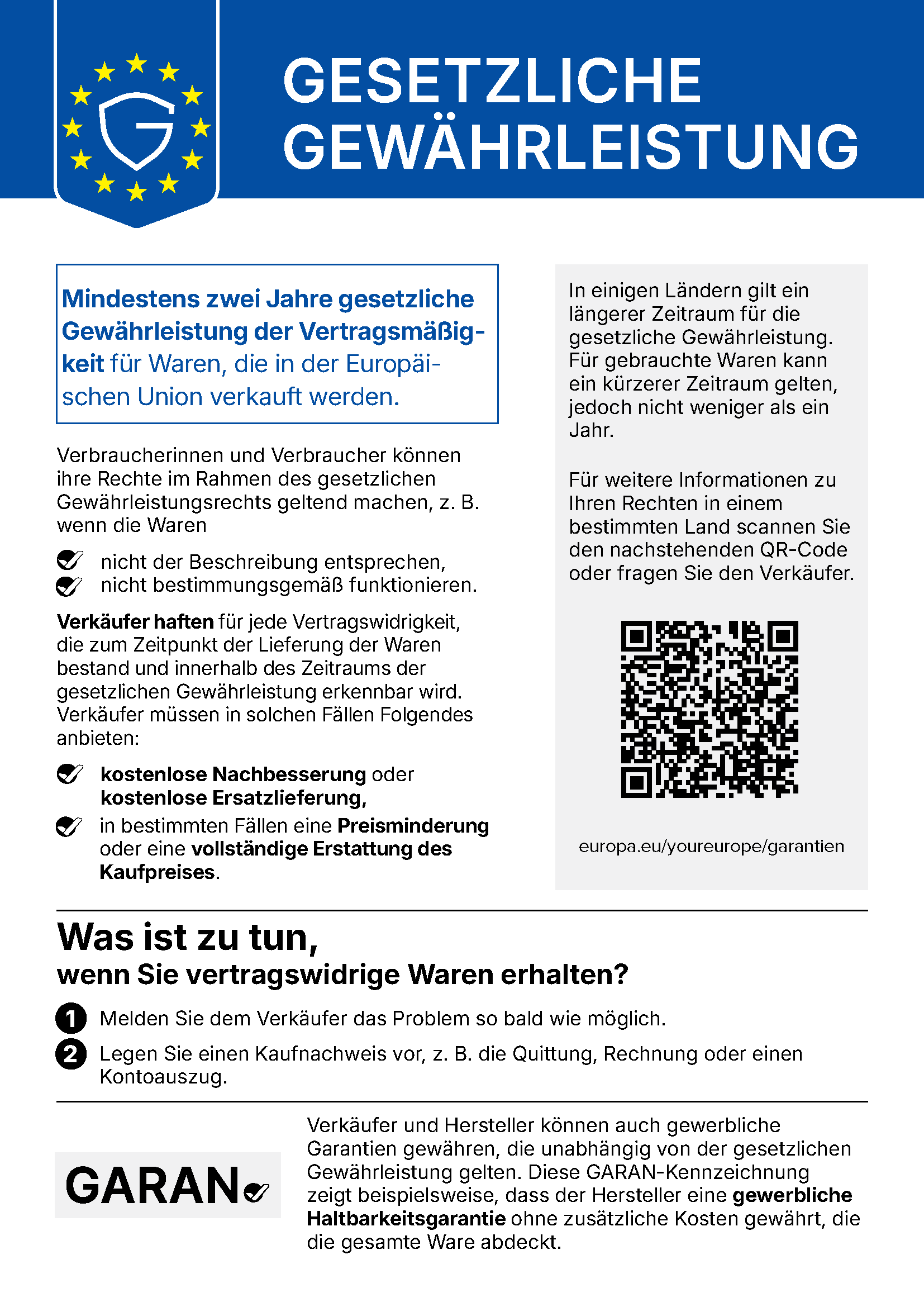 Offizielle EU-Mitteilung über das gesetzliche Gewährleistungsrecht. Die vollständige Mitteilung ist oben auch als PDF verlinkt.