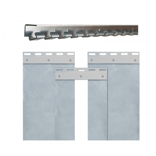 Transparenter PVC-Streifenvorhang mit Hakenleiste PVC-Streifenvorhang mit transparenten Streifen und Hakenleiste